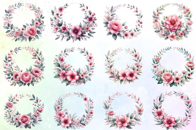 Rose Wreath Clipart Bundle - CraftNest - Digital Crafting and Art