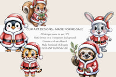 Cute Santa Animals Clipart - CraftNest - Digital Crafting and Art