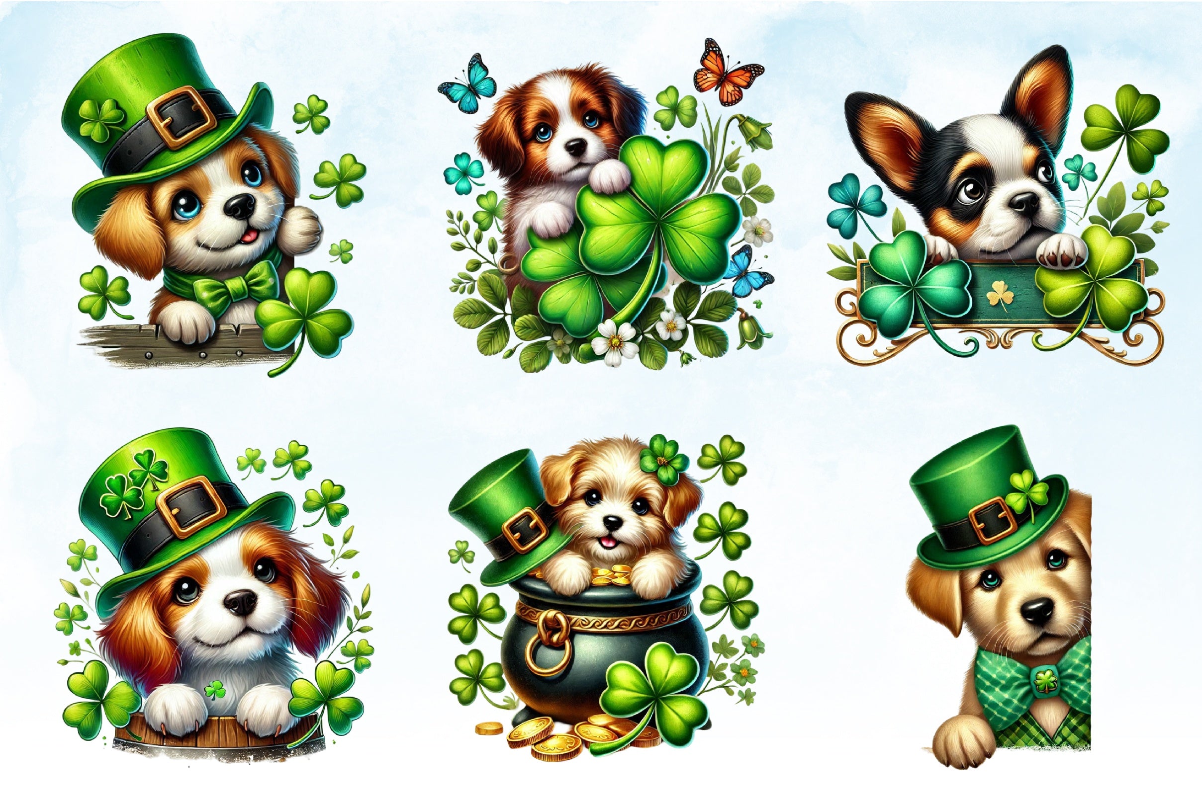 St Patrick's Day Peeking Dogs Clipart Bundle - CraftNest - Digital Crafting and Art