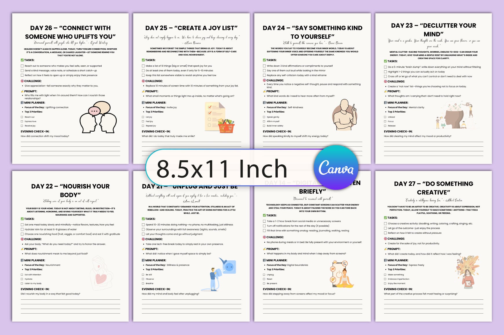 Day Self-Care Challenge Planner
