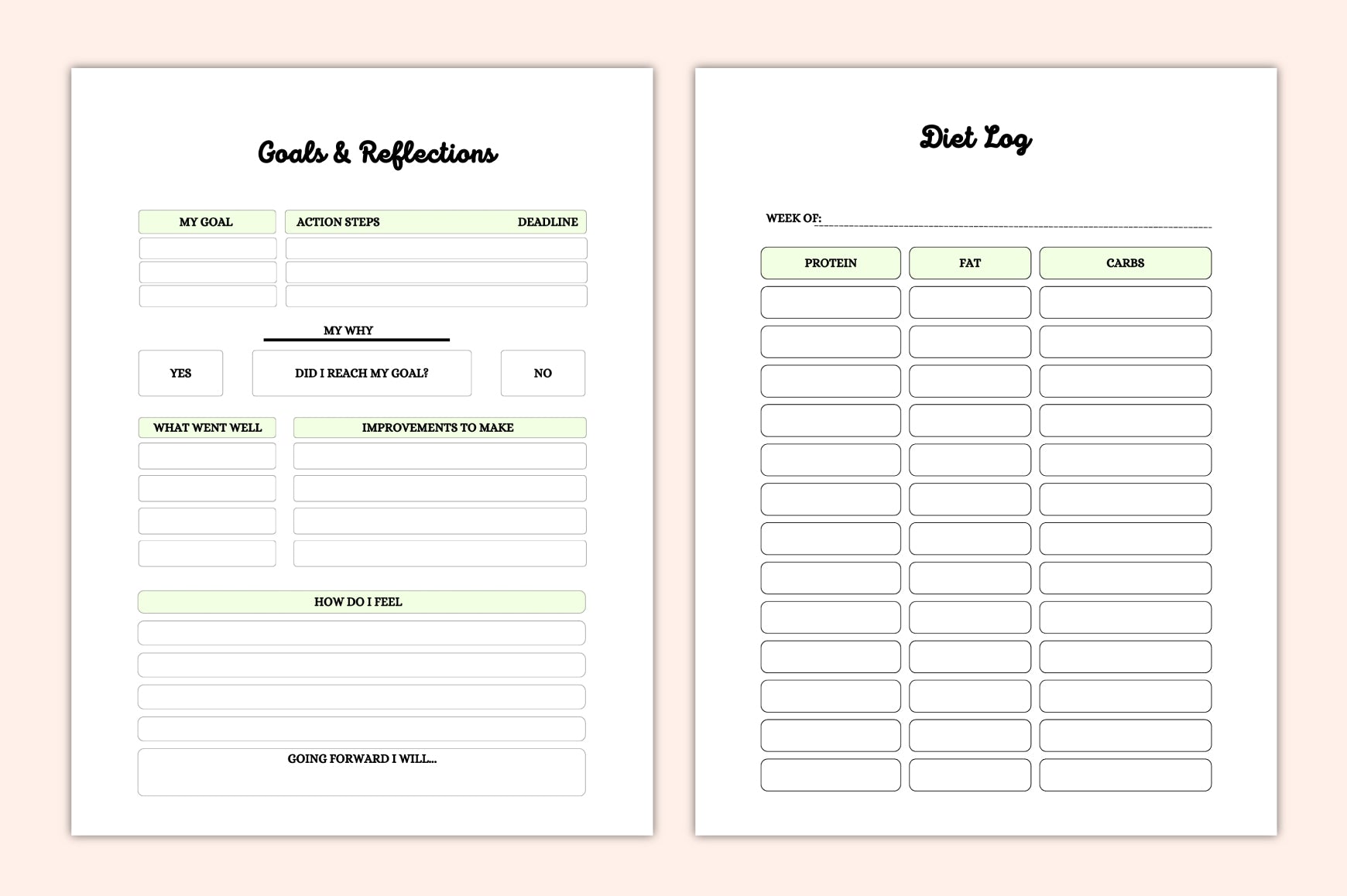 Healthy Lifestyle Fitness Plan Planner