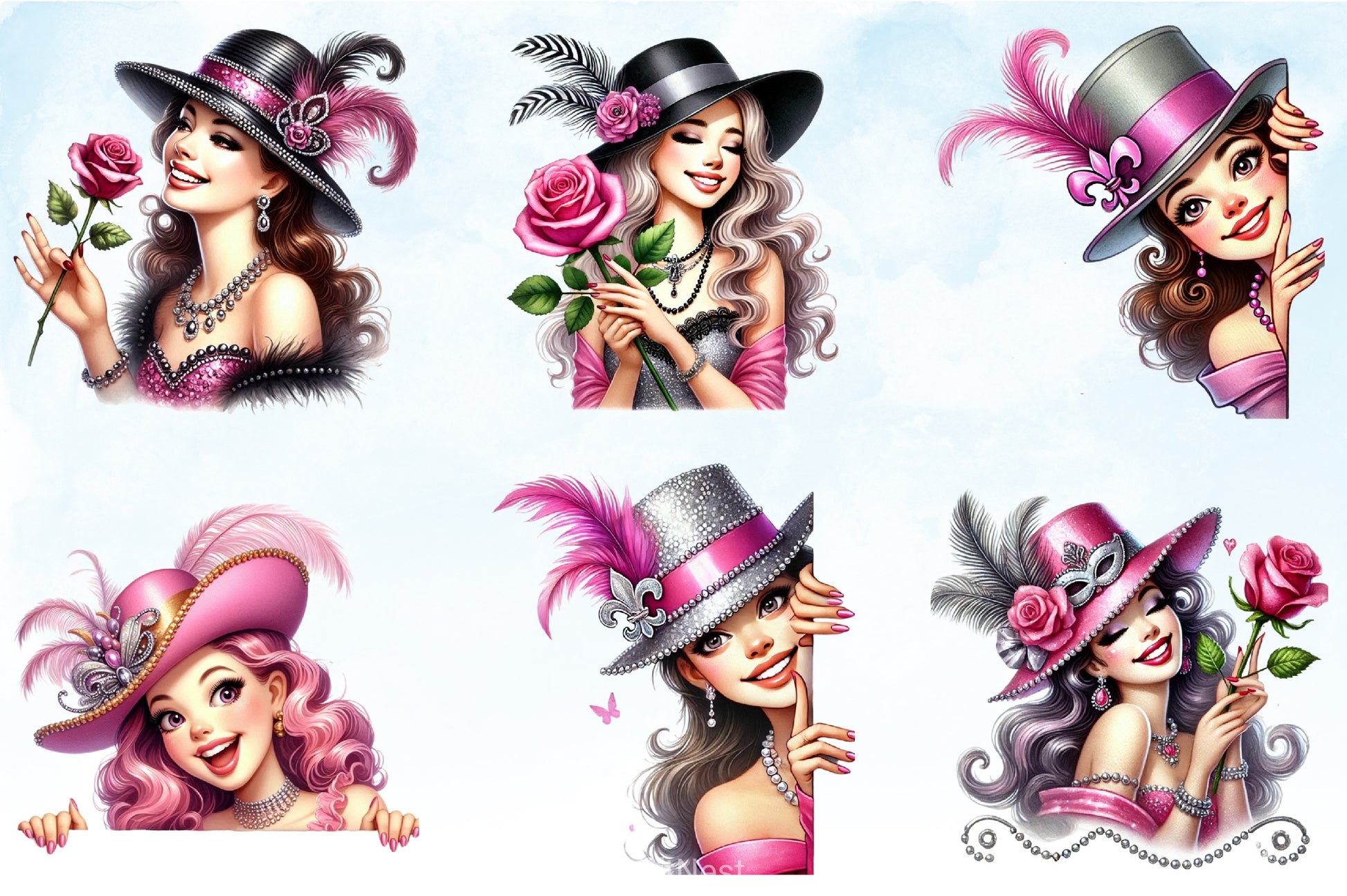 Mardi Gras Girl Clipart Bundle 5 - CraftNest - Digital Crafting and Art