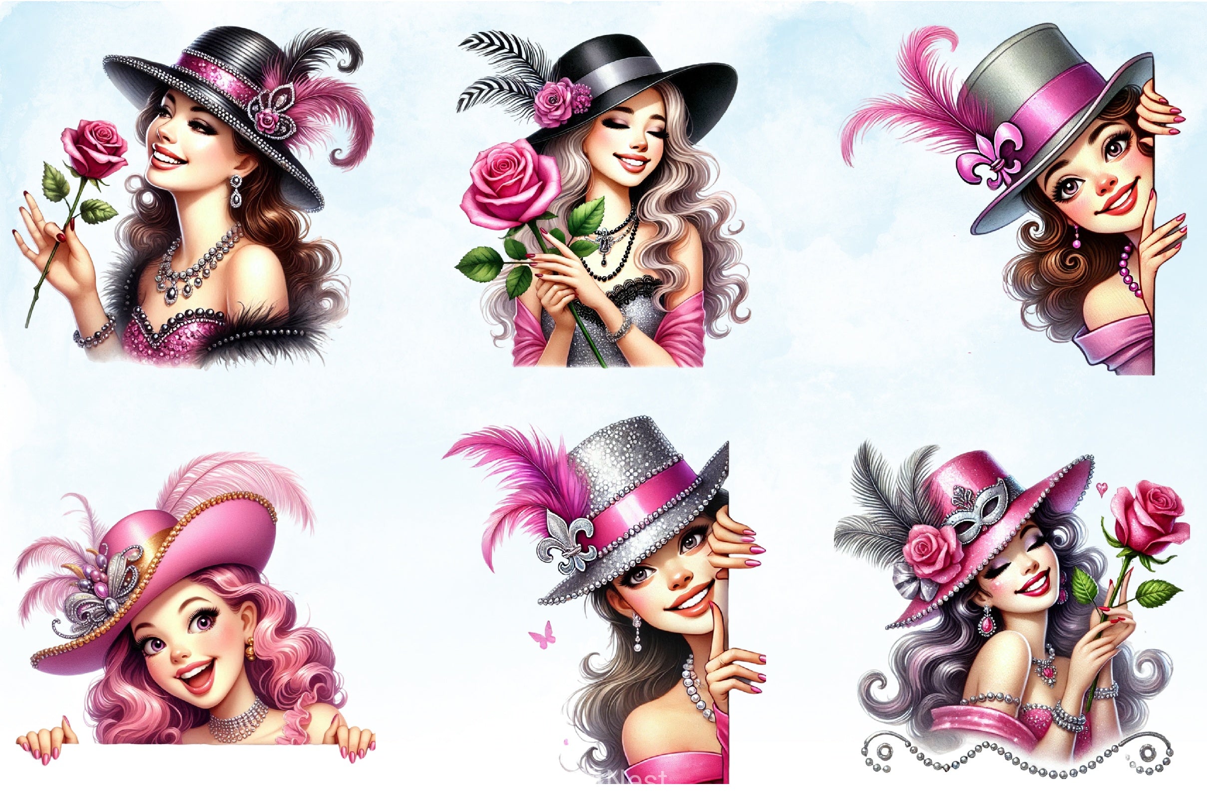 Mardi Gras Girl Clipart Bundle 5 - CraftNest - Digital Crafting and Art