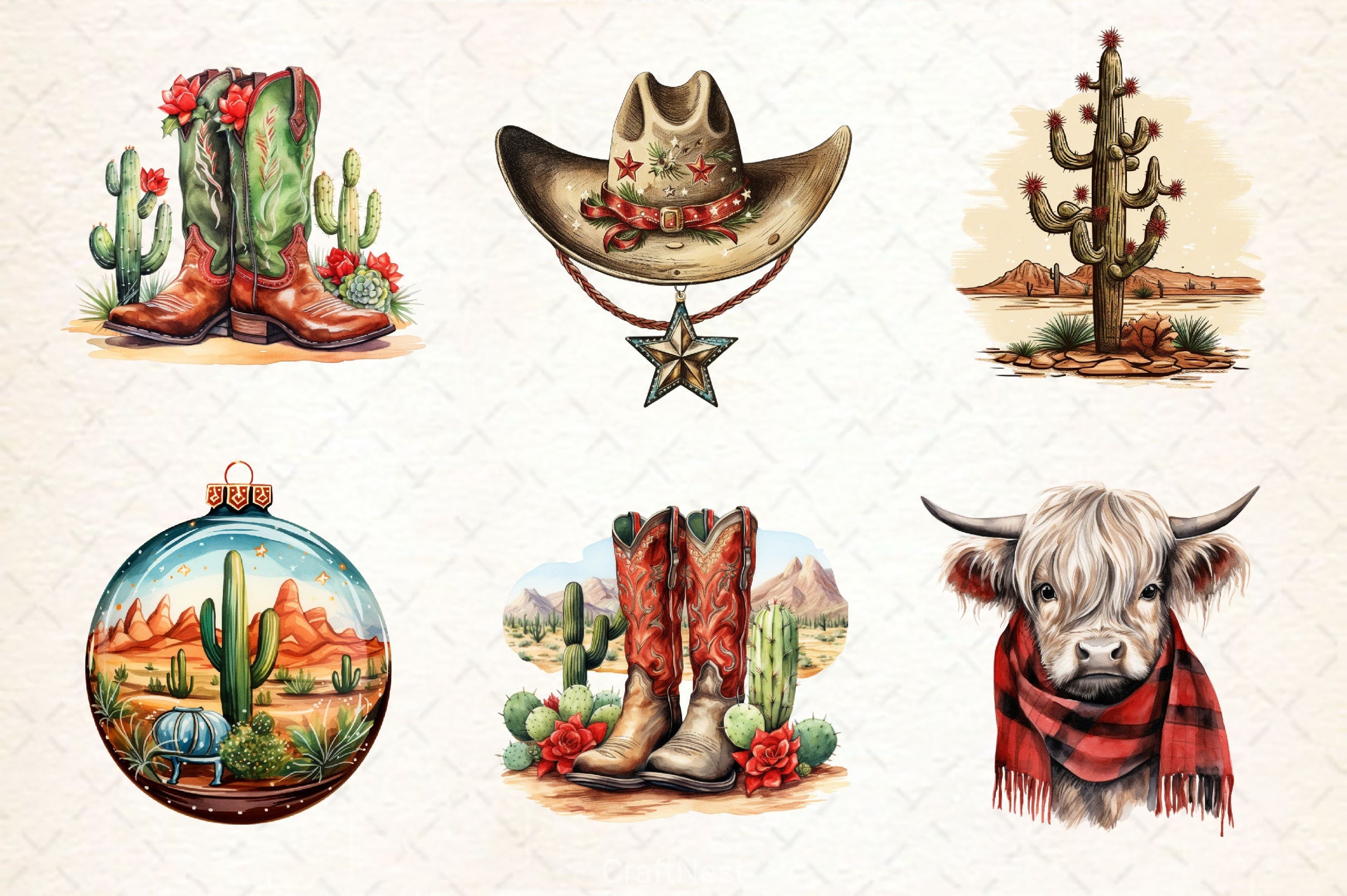 Western Christmas Clipart Bundle 2 - CraftNest - Digital Crafting and Art