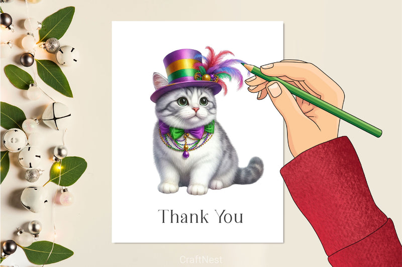 Mardi Gras Cat Clipart Bundle 5 - CraftNest - Digital Crafting and Art