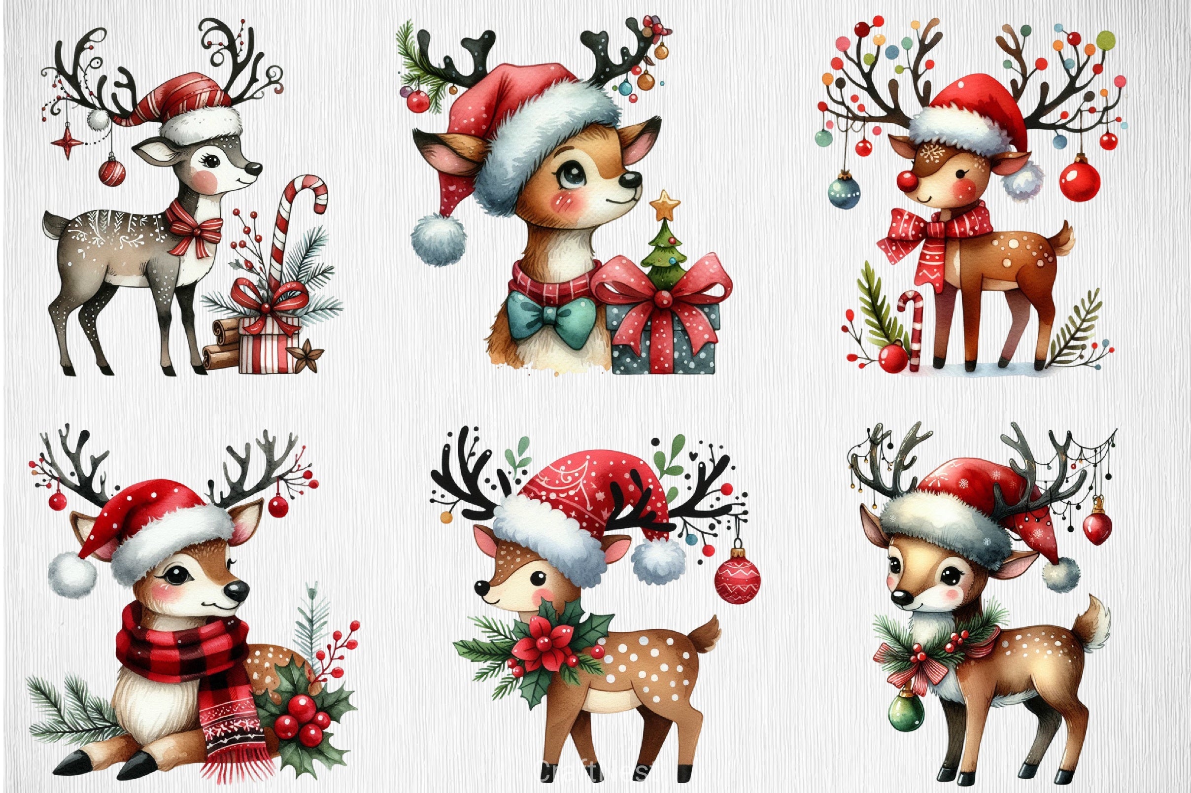 Christmas Reindeer Clipart Bundle 9 - CraftNest - Digital Crafting and Art