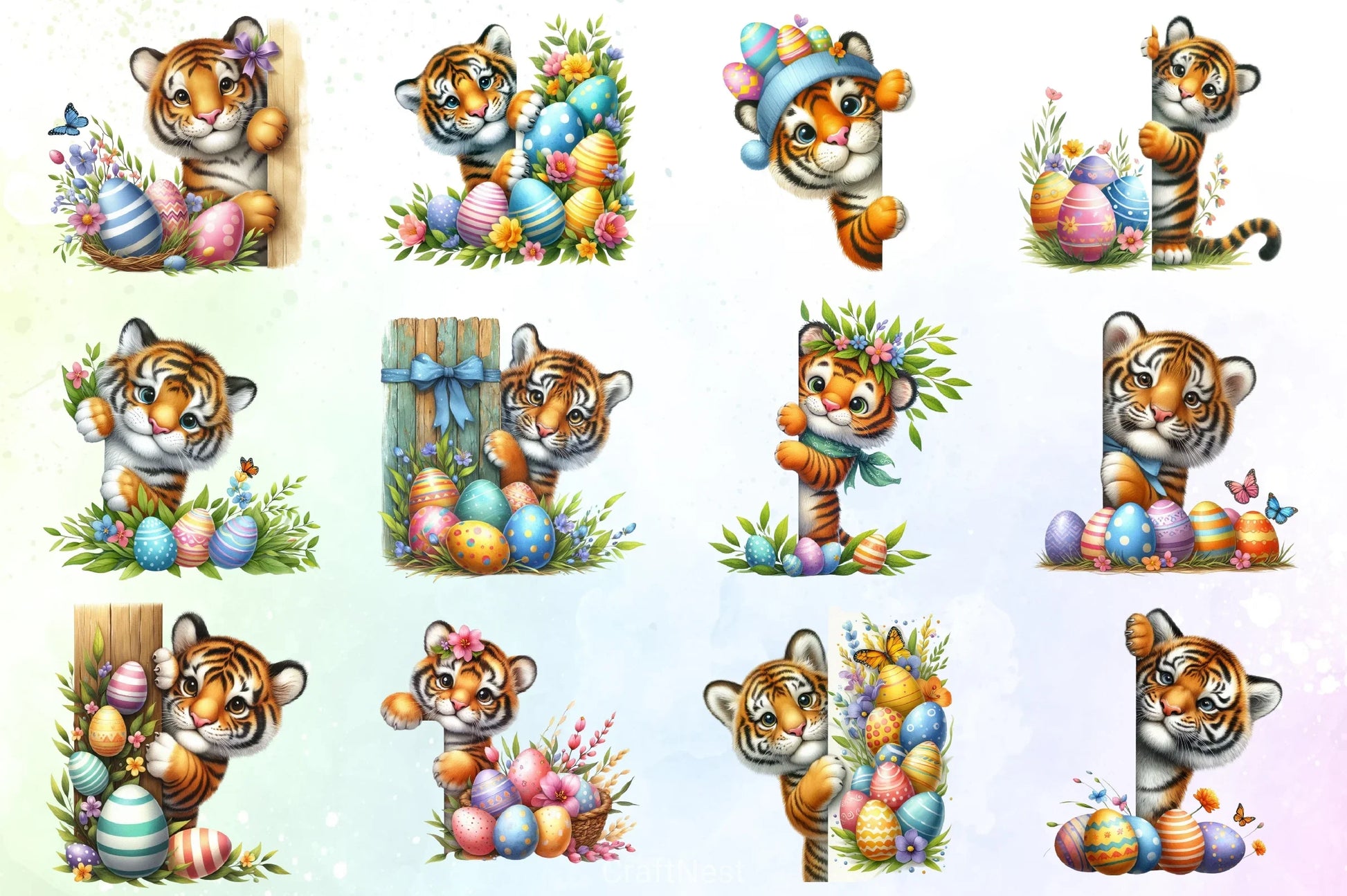 Easter Tiger Clipart Bundle - CraftNest - Digital Crafting and Art