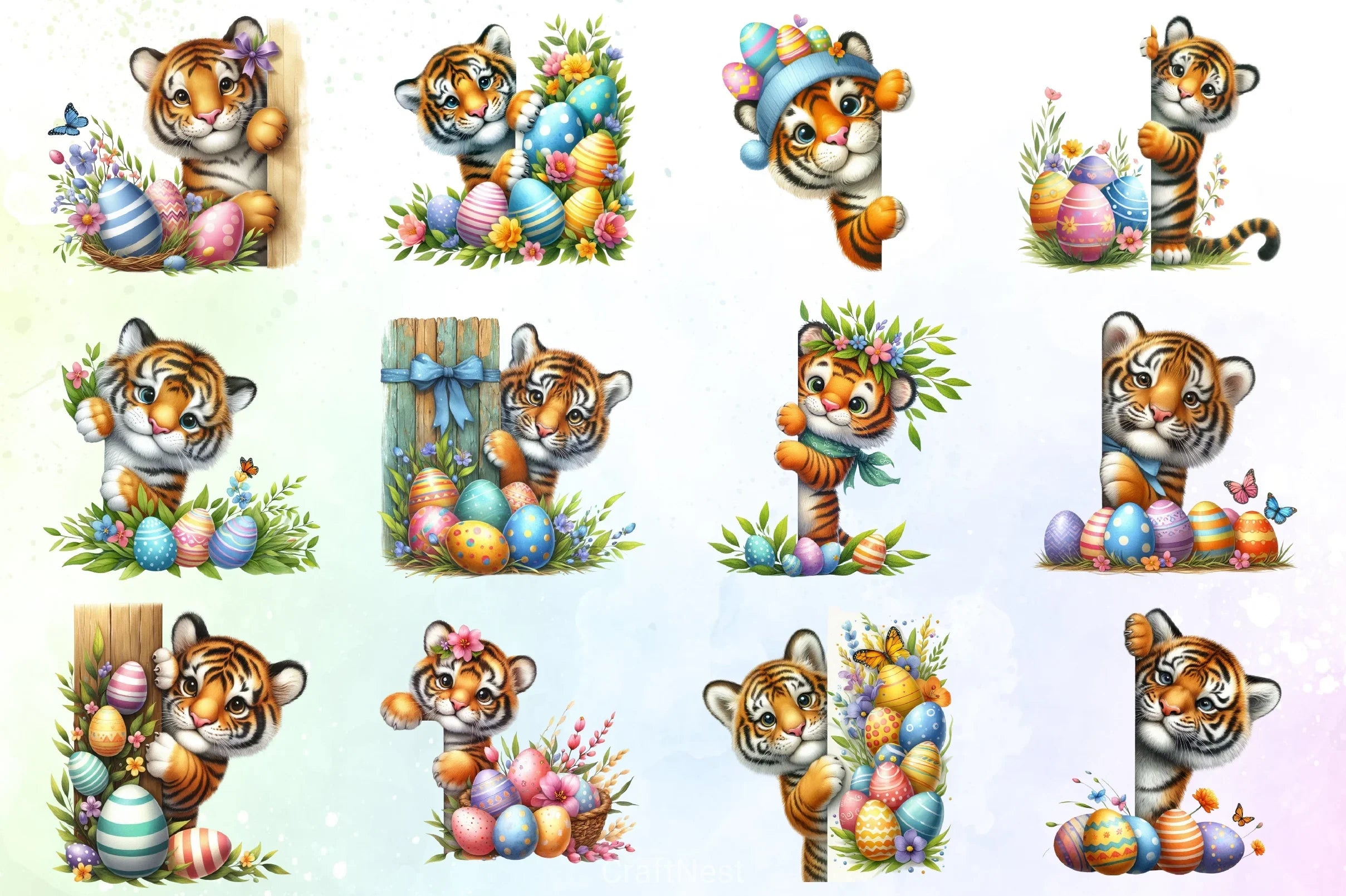 Easter Tiger Clipart Bundle - CraftNest - Digital Crafting and Art