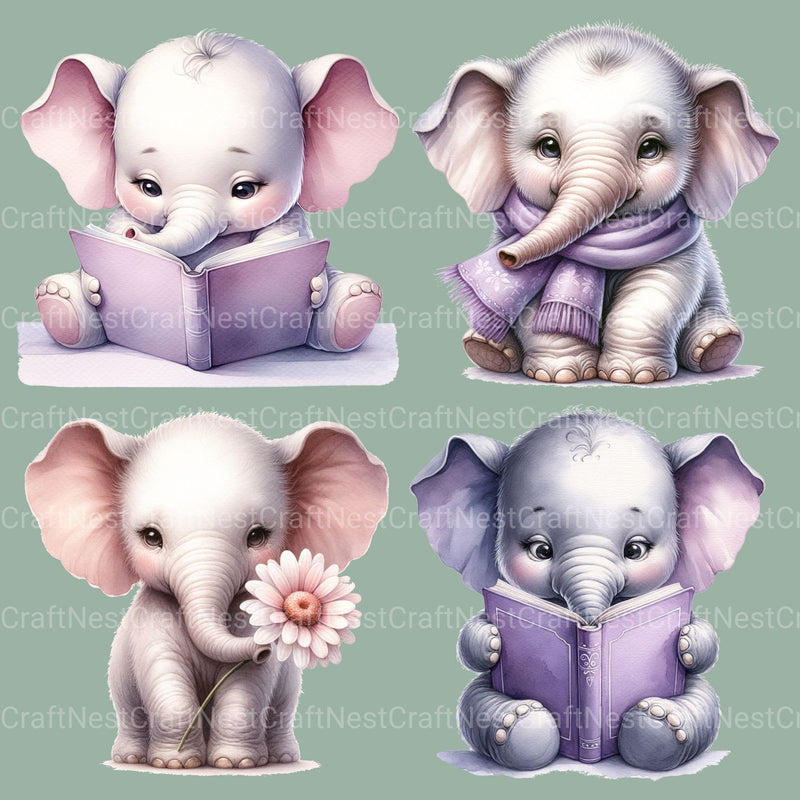 Baby Elephant Clipart Bundle - CraftNest - Digital Crafting and Art