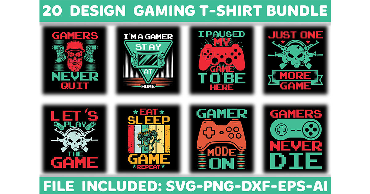Gaming T-Shirt Bundle - CraftNest - Digital Crafting and Art