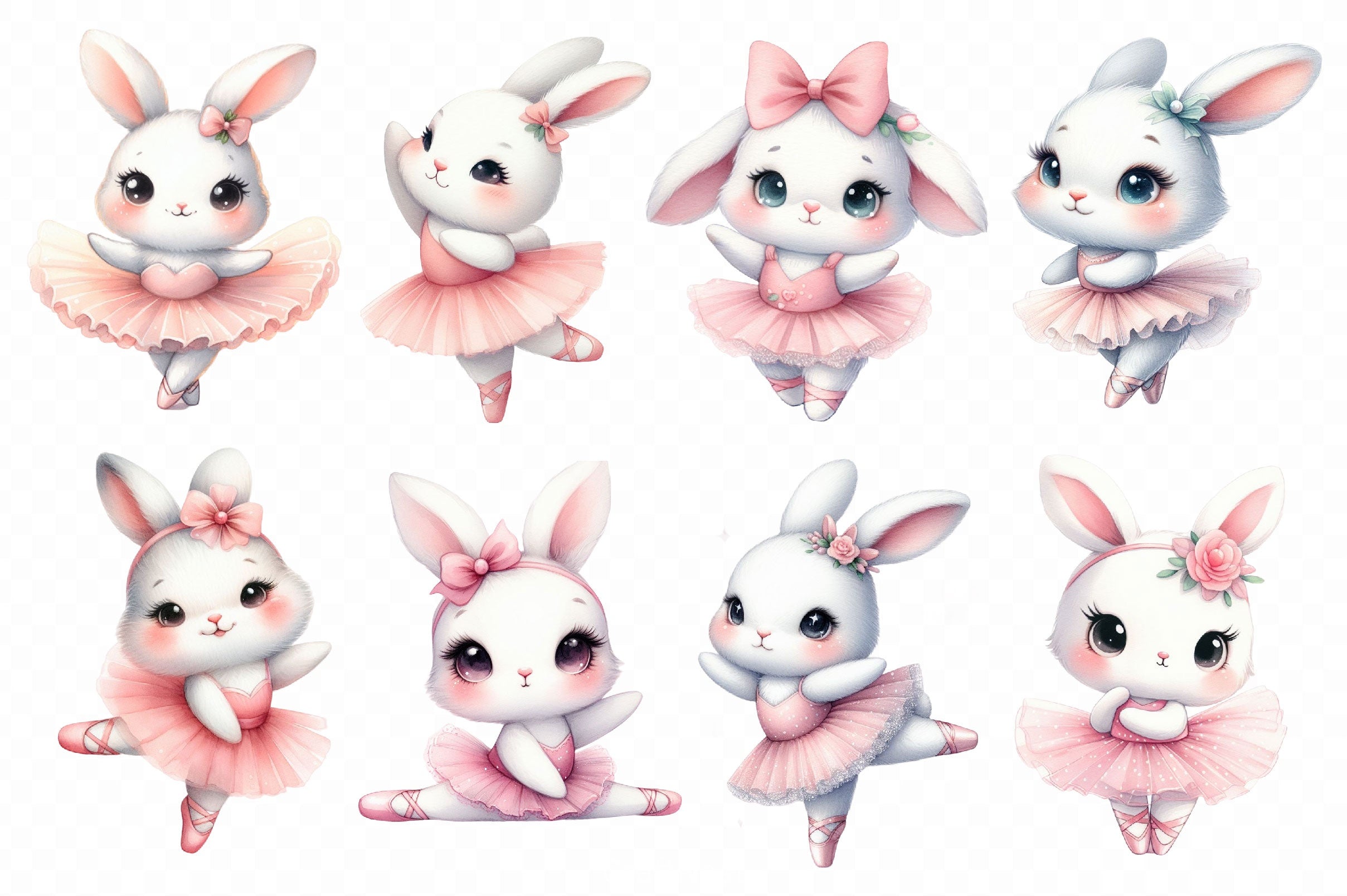 Cute Ballet Bunny Clipart Bundle 2 - CraftNest - Digital Crafting and Art