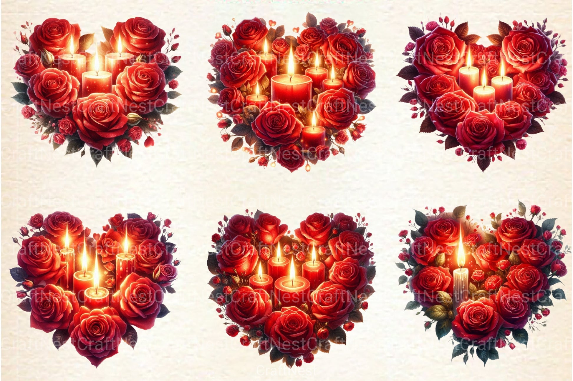 Valentine's Day Roses Heart Clipart Bundle - CraftNest - Digital Crafting and Art