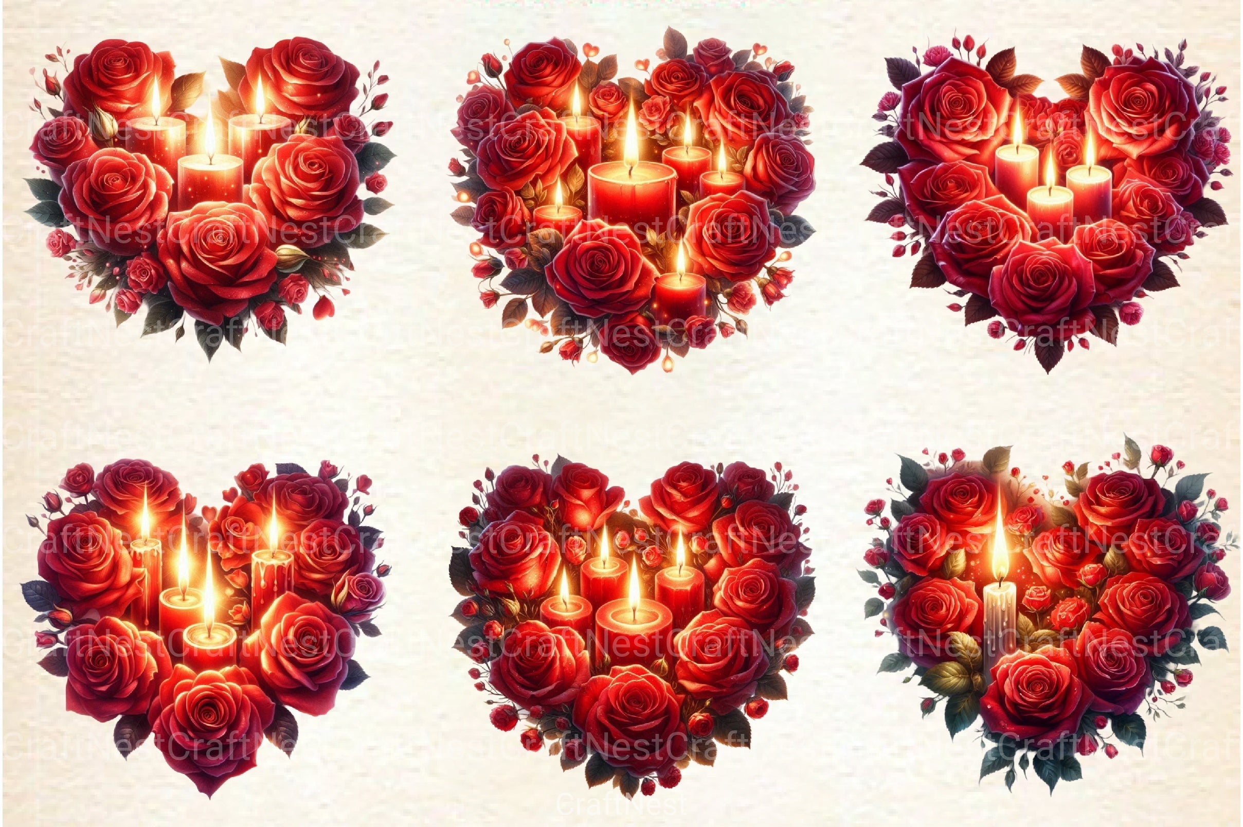 Valentine's Day Roses Heart Clipart Bundle - CraftNest - Digital Crafting and Art