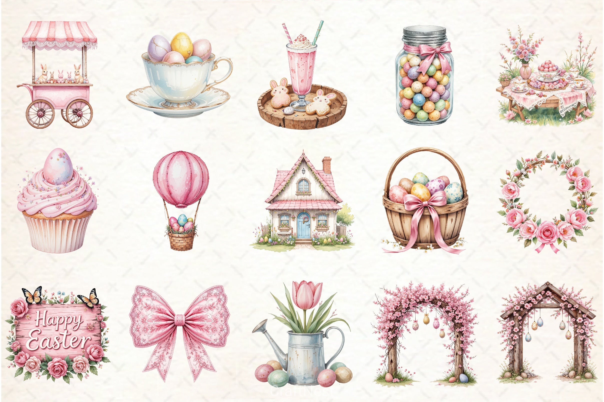 Pink Easter Clipart Bundle - CraftNest - Digital Crafting and Art