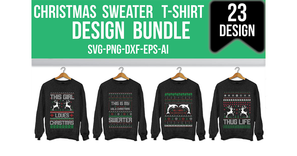 Christmas Sweater T-Shirt Bundle - CraftNest - Digital Crafting and Art