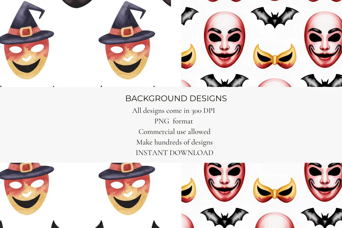 Halloween Masks Seamless Papers - CraftNest - Digital Crafting and Art