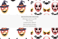 Halloween Masks Seamless Papers - CraftNest - Digital Crafting and Art