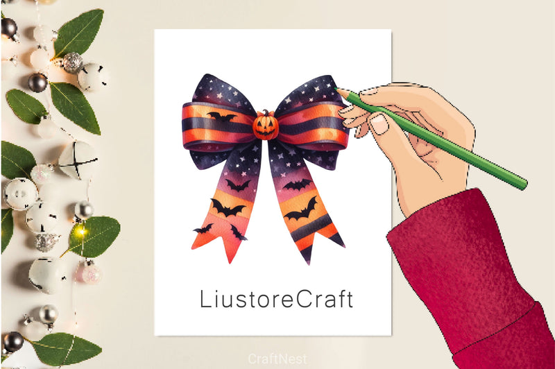 Halloween Bow Ribbon Clipart Bundle 2 - CraftNest - Digital Crafting and Art