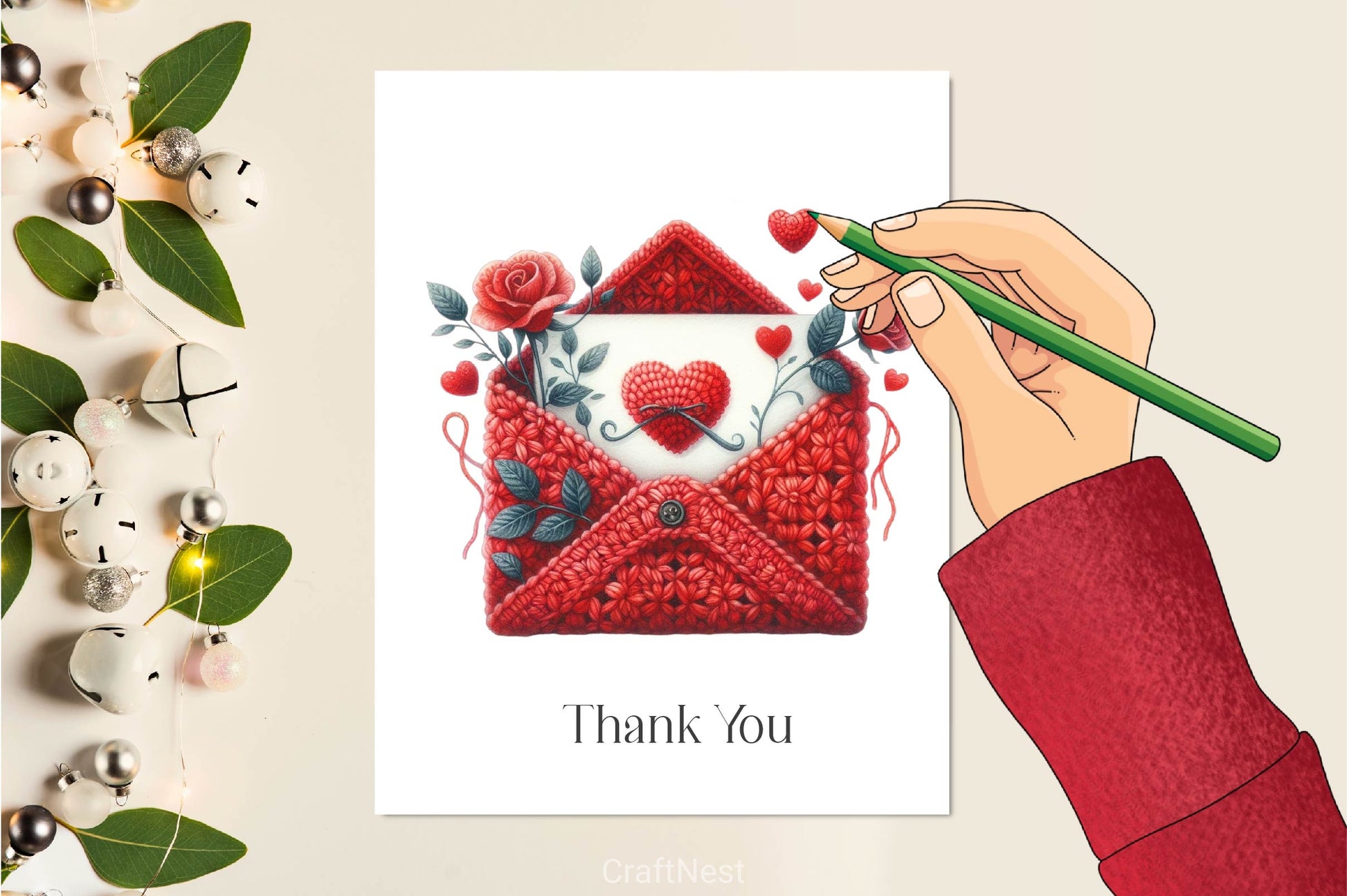 Red Valentine Crochet Envelopes Clipart Bundle - CraftNest - Digital Crafting and Art