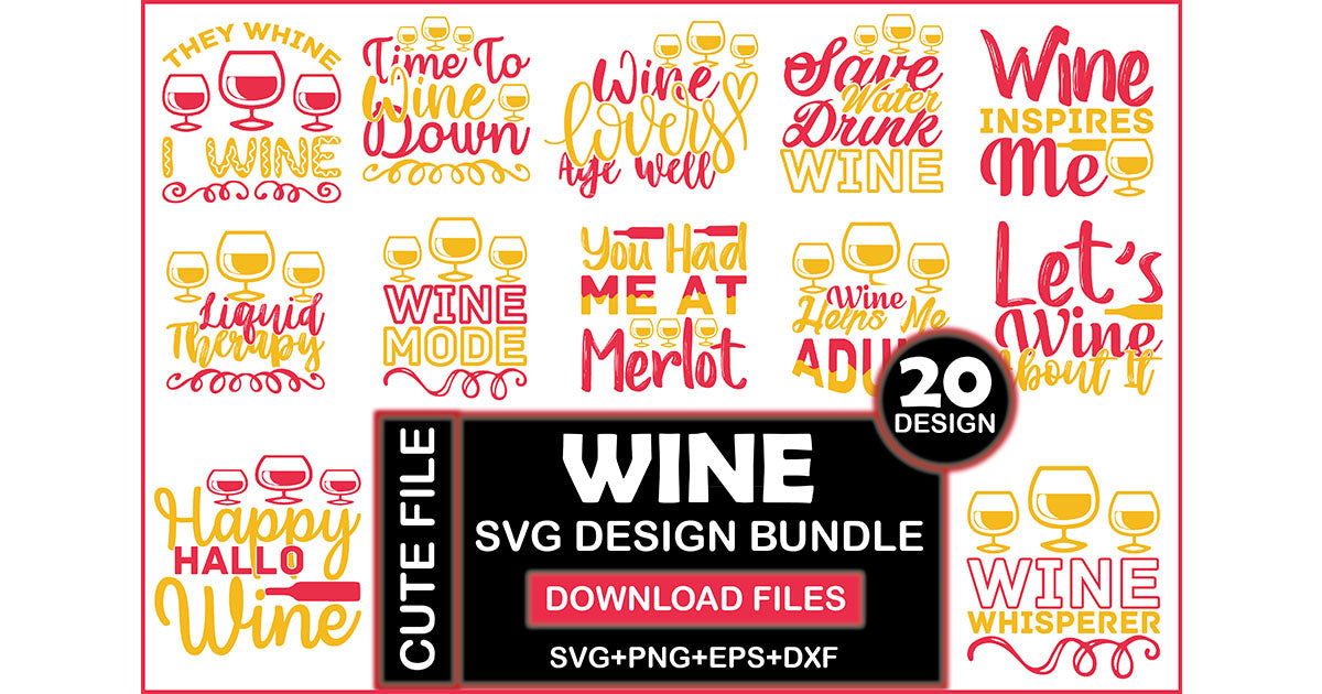 Wine SVG Bundle 7 - CraftNest - Digital Crafting and Art