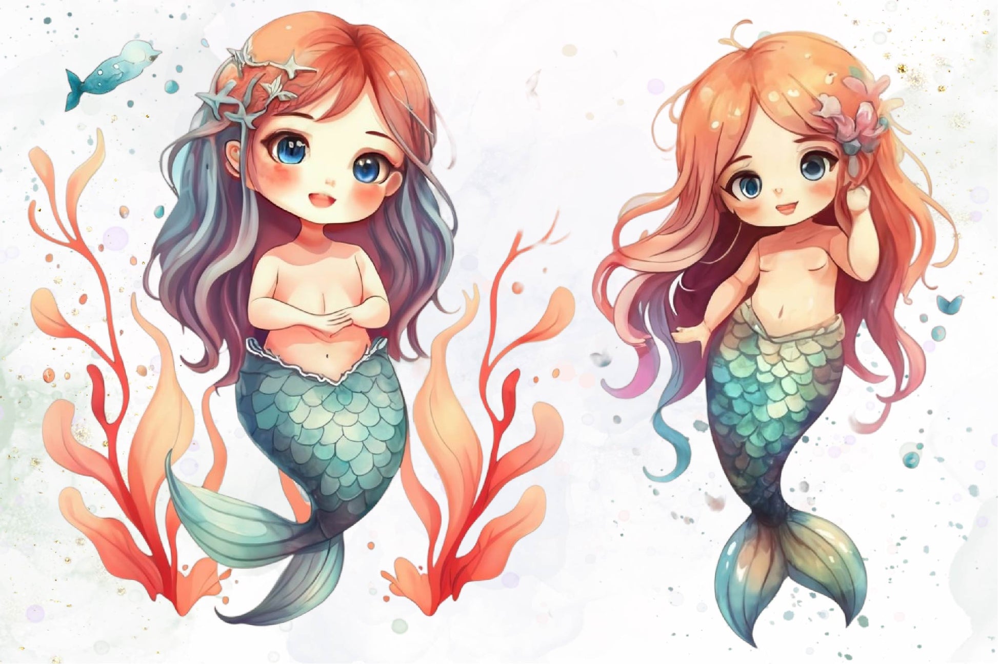 Cute Mermaids Clipart Bundle - CraftNest - Digital Crafting and Art