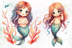 Cute Mermaids Clipart Bundle - CraftNest - Digital Crafting and Art
