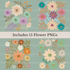 Abstract Boho Flowers Clipart Bundle - CraftNest - Digital Crafting and Art