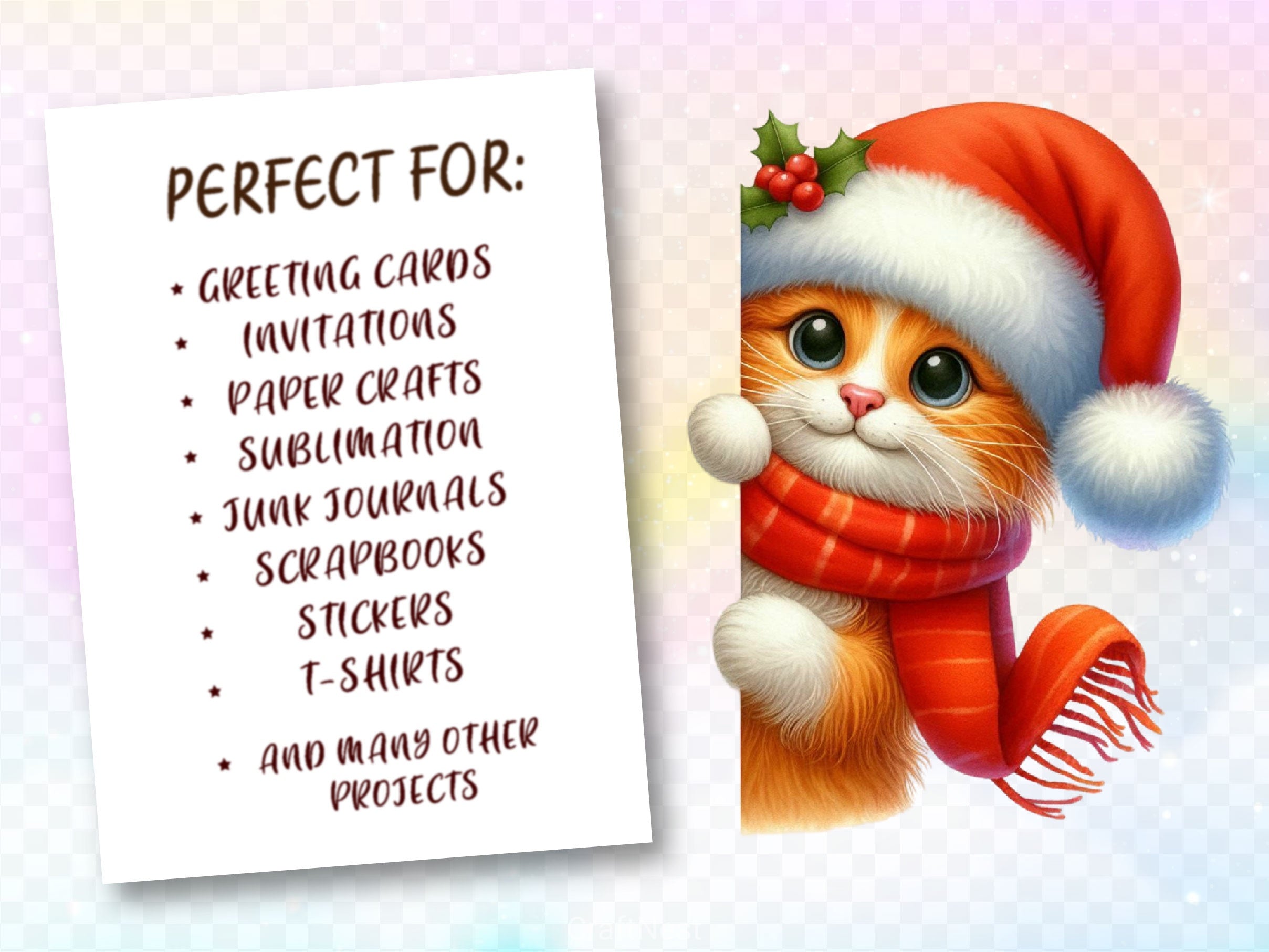Christmas Cat Peeking Around Corner Clipart Bundle - CraftNest - Digital Crafting and Art