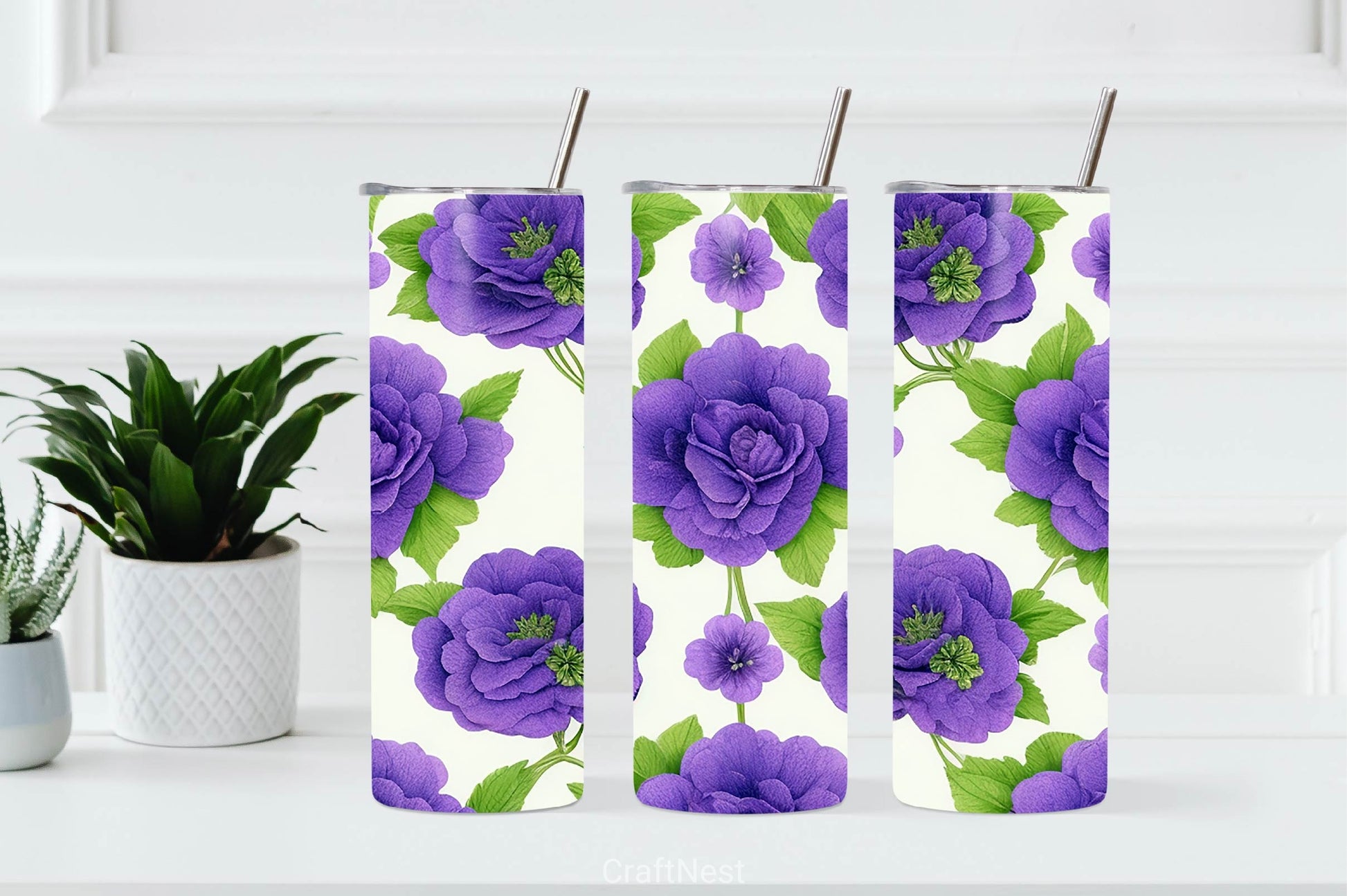 Purple Flowers Digital Papers - CraftNest - Digital Crafting and Art