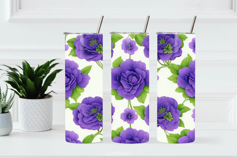 Purple Flowers Digital Papers - CraftNest - Digital Crafting and Art