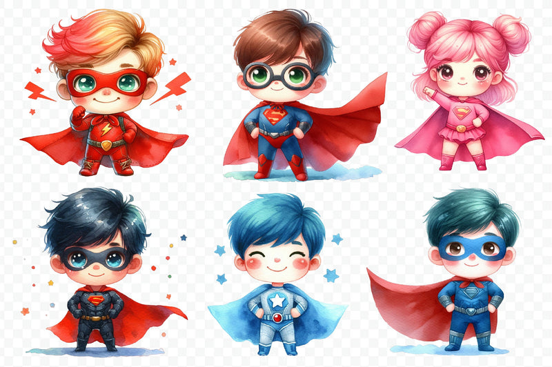 Little Kids Superhero Clipart Bundle - CraftNest - Digital Crafting and Art