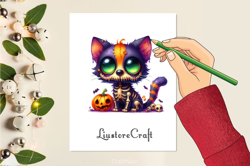 Cute Zombie Cat Clipart Bundle 2 - CraftNest - Digital Crafting and Art