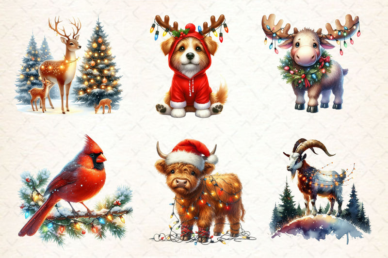 Christmas Animal Clipart Bundle 5 - CraftNest - Digital Crafting and Art