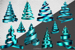 Blue Teal Ribbon Christmas Tree Clipart Bundle - CraftNest - Digital Crafting and Art