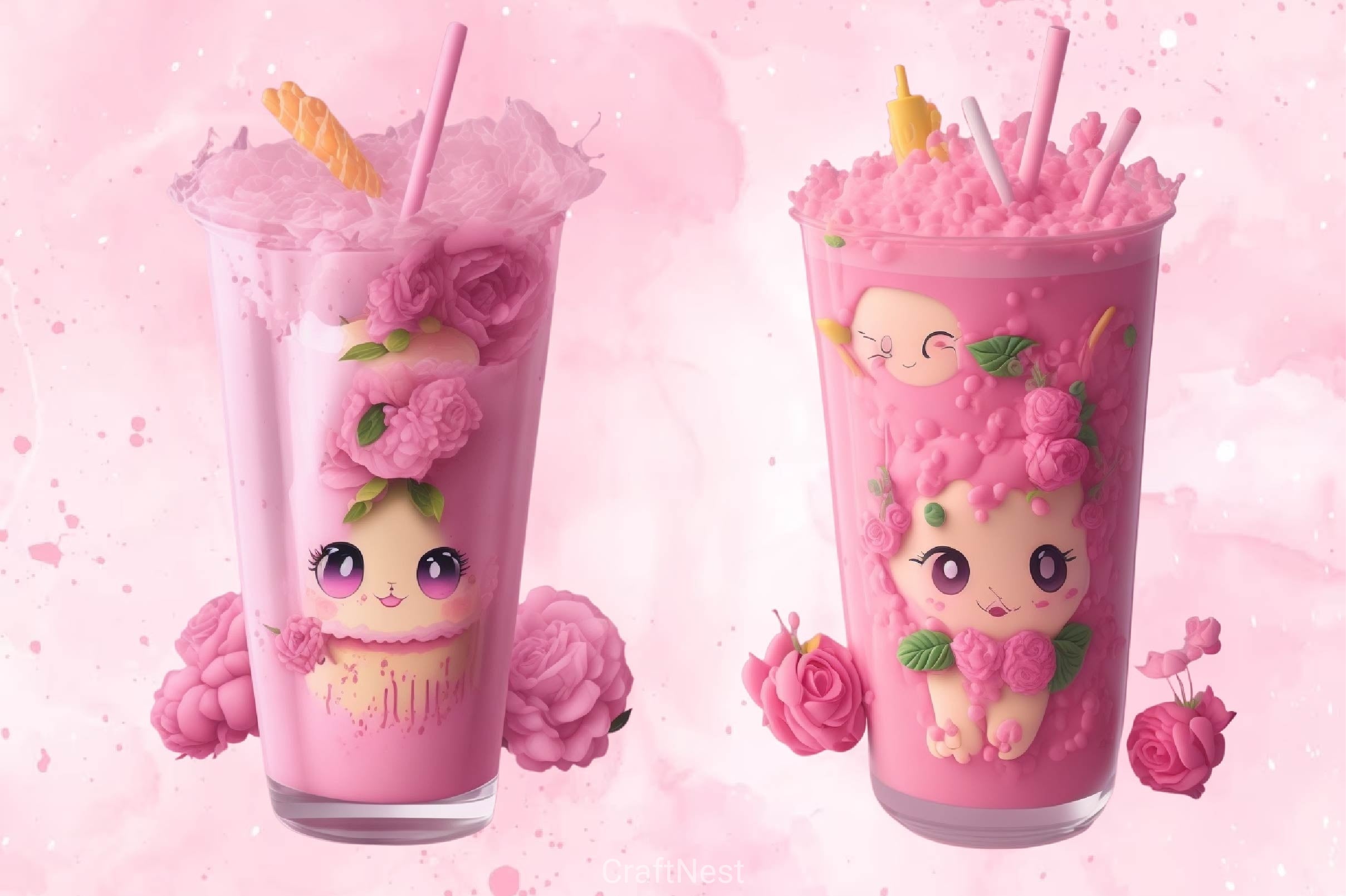 Kawaii Bubble Tea Clipart Bundle - CraftNest - Digital Crafting and Art