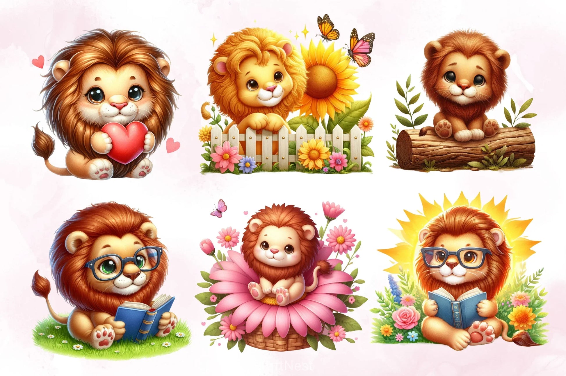 Cute Lion Clipart Bundle 4 - CraftNest - Digital Crafting and Art