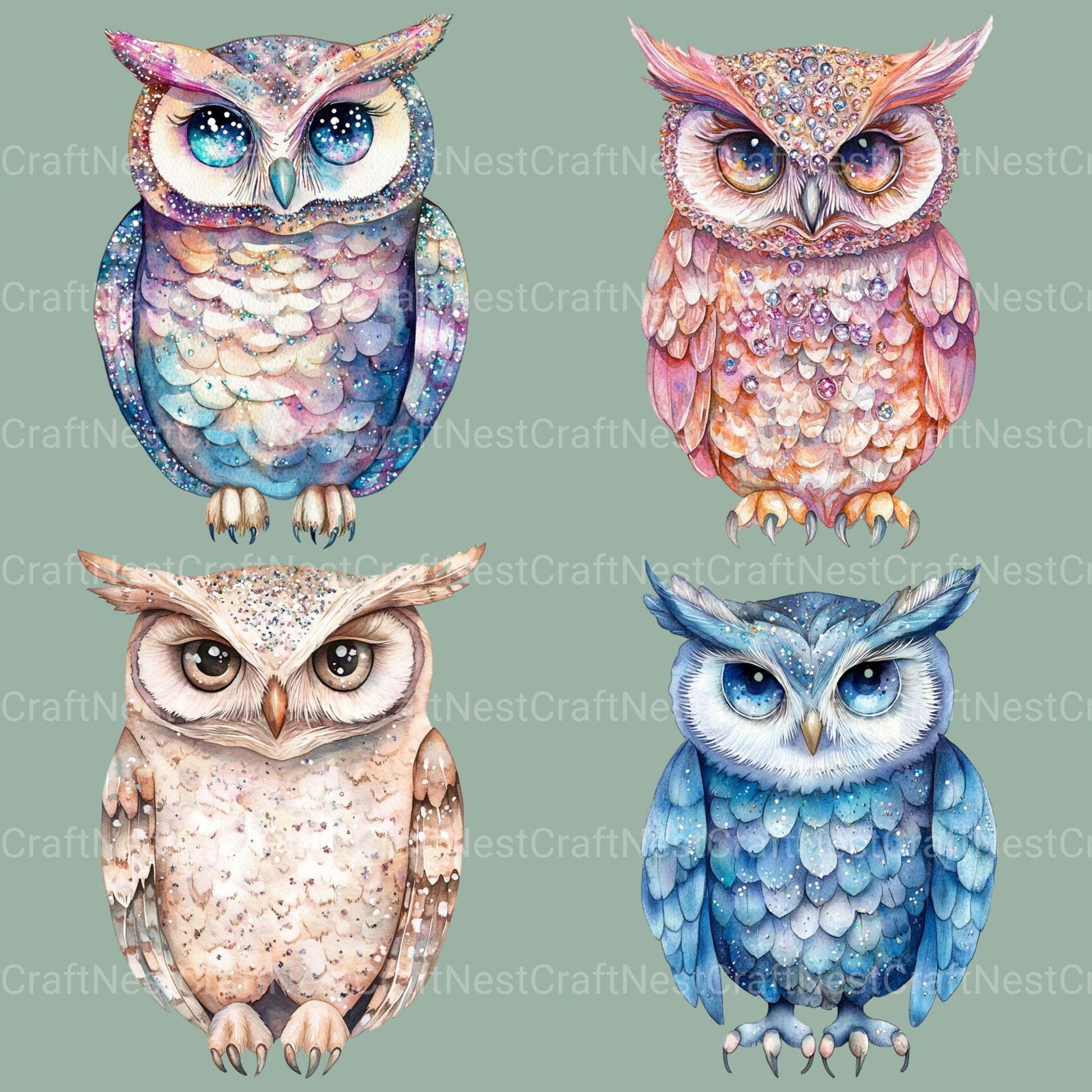 Sparkling Owls Clipart Bundle - CraftNest - Digital Crafting and Art