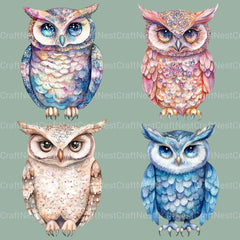 Sparkling Owls Clipart Bundle - CraftNest - Digital Crafting and Art