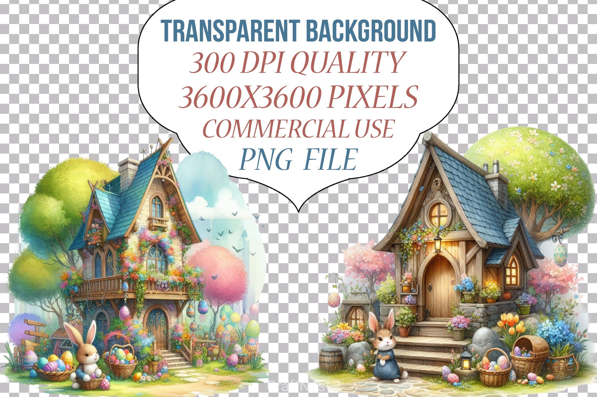 Easter Bunny House Clipart Bundle 2 - CraftNest - Digital Crafting and Art