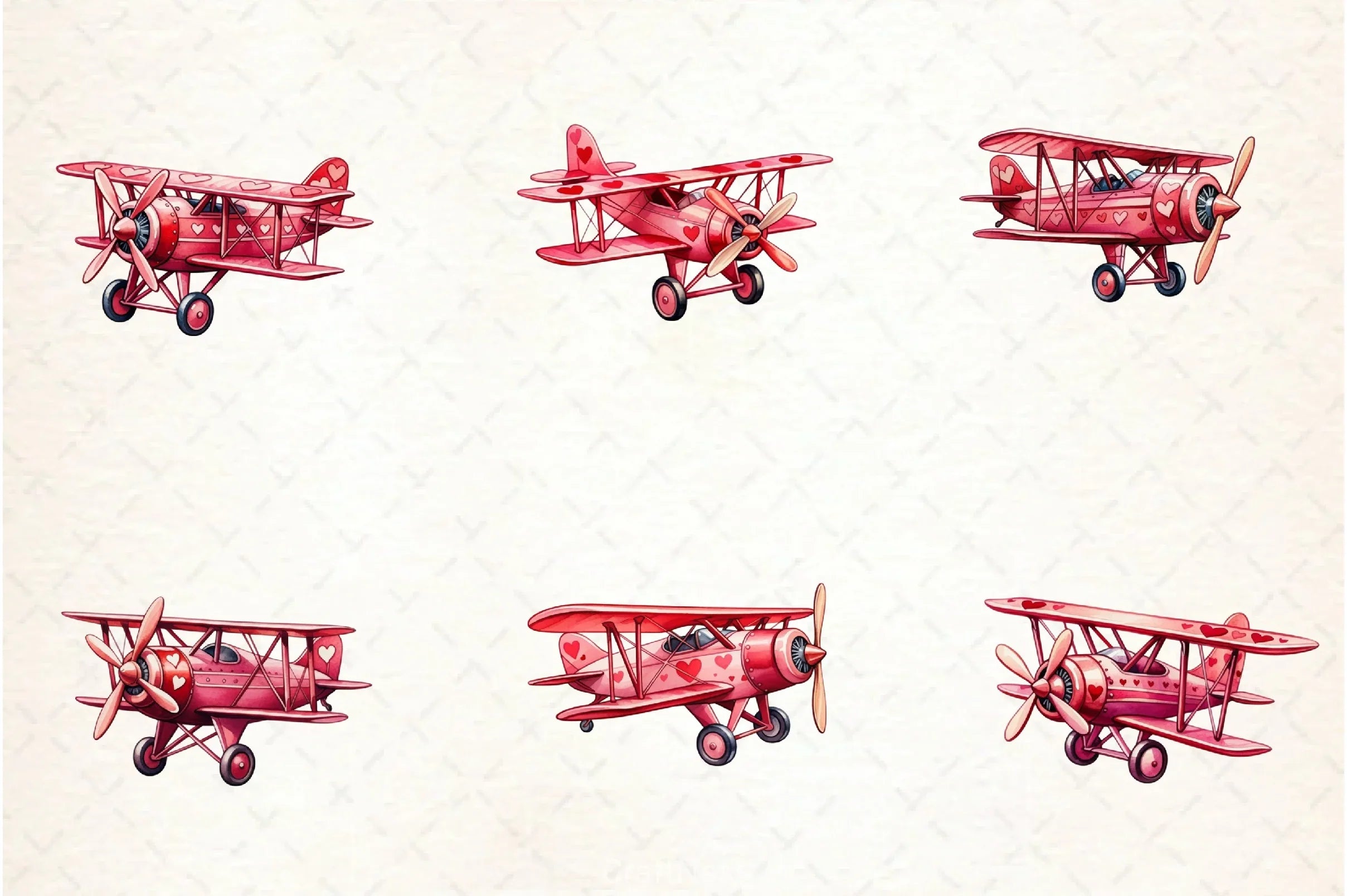 Pink Vintage Airplane Valentine Clipart Bundle - CraftNest - Digital Crafting and Art