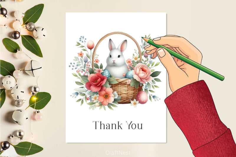 Easter Bunny Easter Eggs Flower Basket Clipart Bundle - CraftNest - Digital Crafting and Art