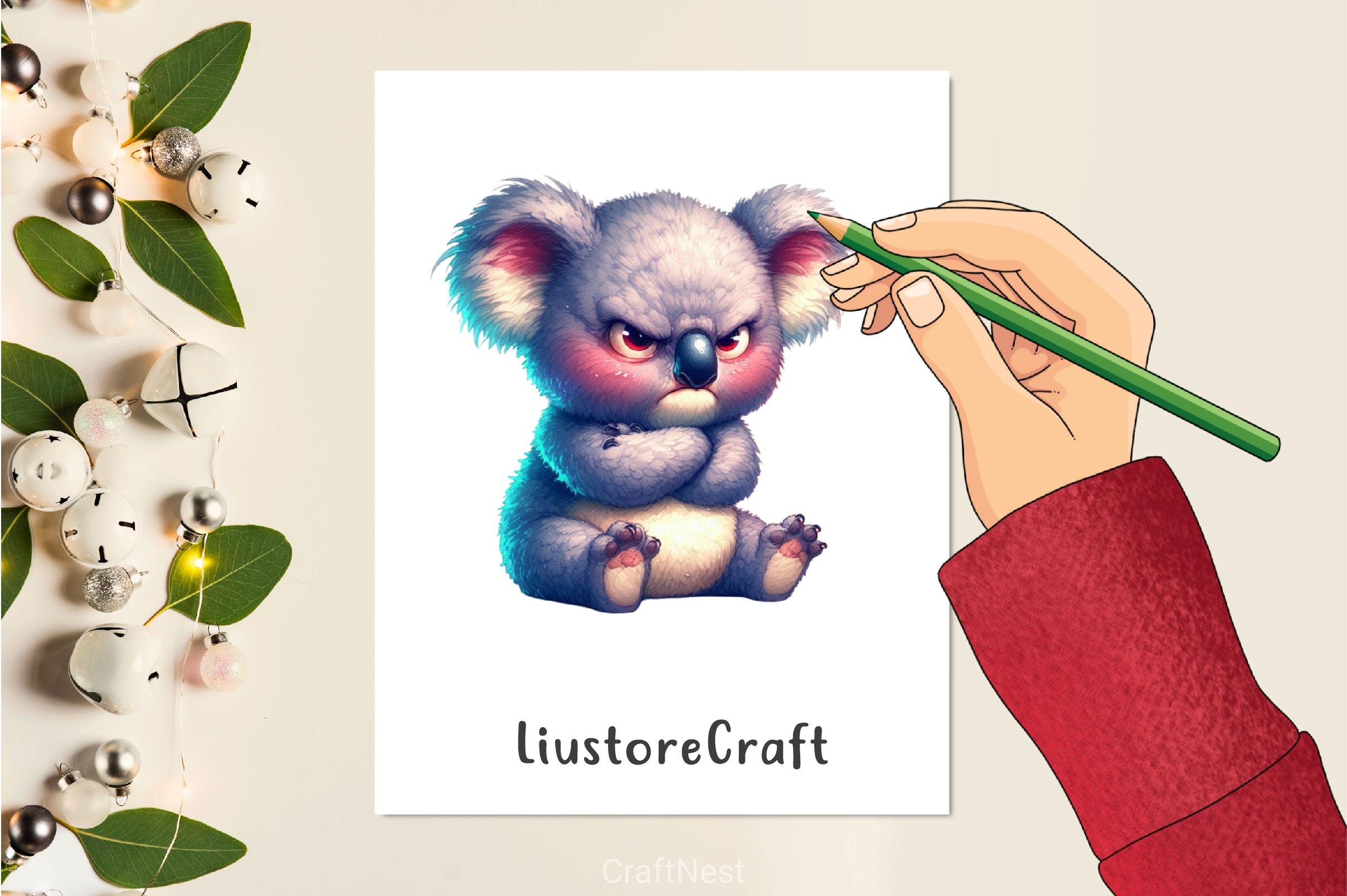 Funny Grumpy Koala Clipart Bundle - CraftNest - Digital Crafting and Art