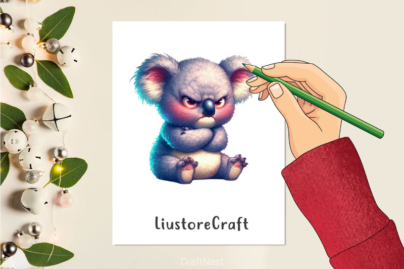 Funny Grumpy Koala Clipart Bundle - CraftNest - Digital Crafting and Art