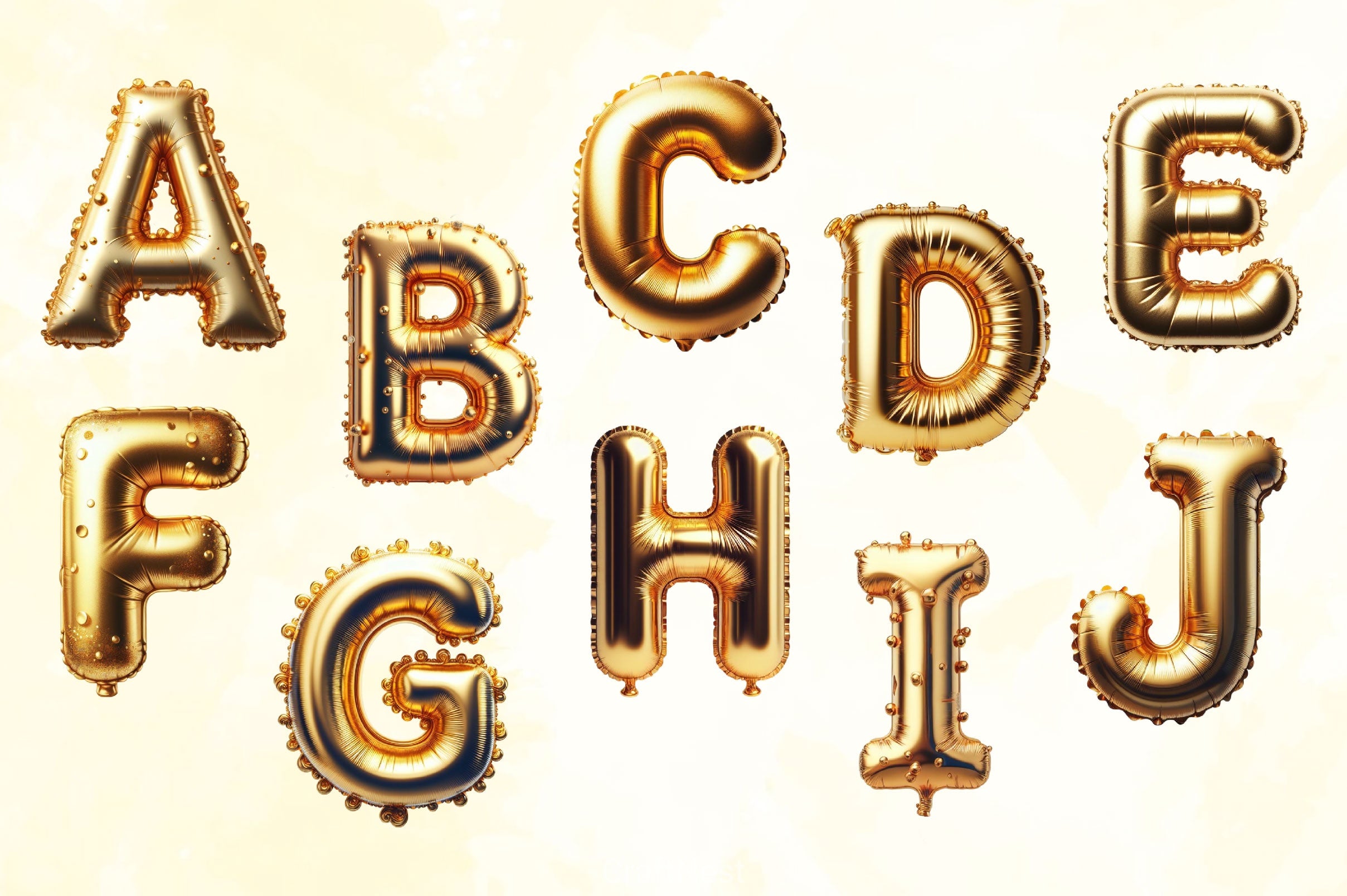 Gold Foil Balloon Alphabet Clipart Bundle - CraftNest - Digital Crafting and Art