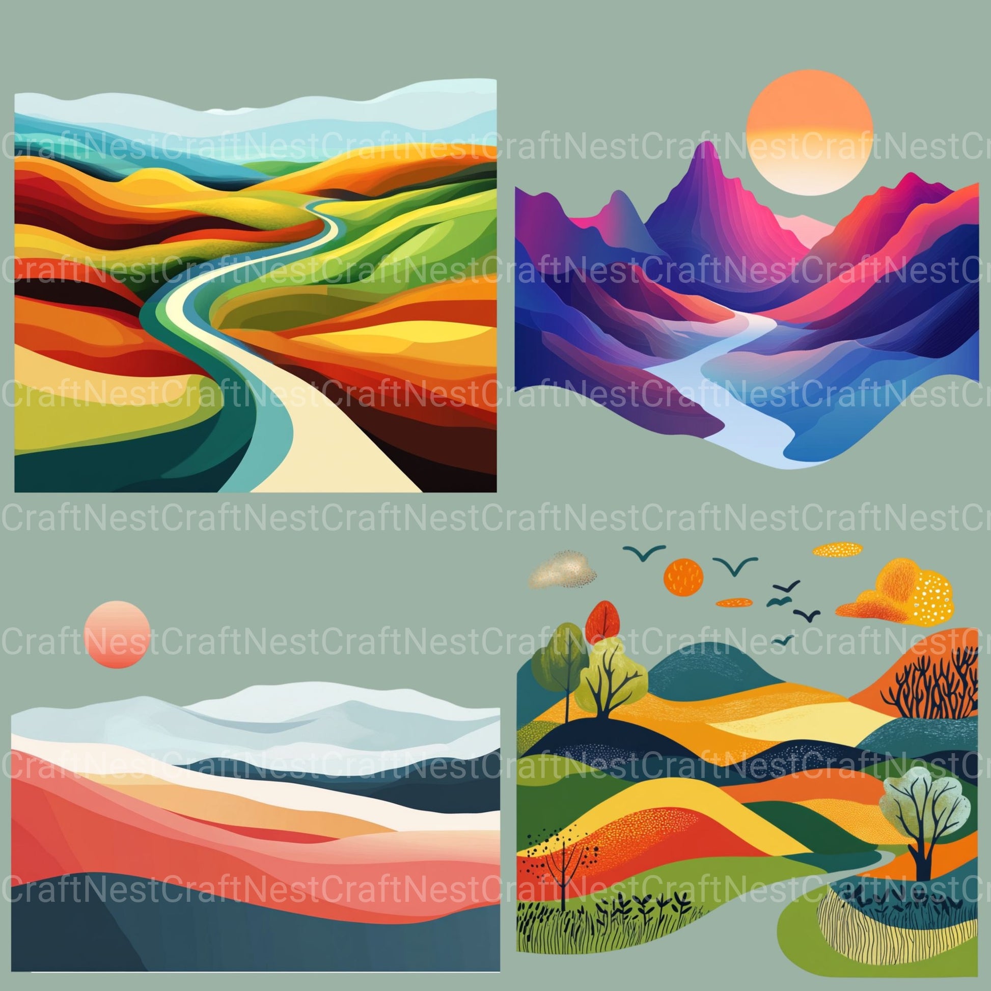 Abstract Landscapes Clipart Bundle - CraftNest - Digital Crafting and Art