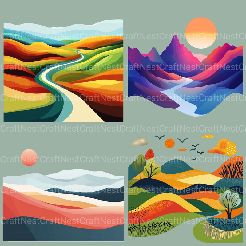 Abstract Landscapes Clipart Bundle - CraftNest - Digital Crafting and Art