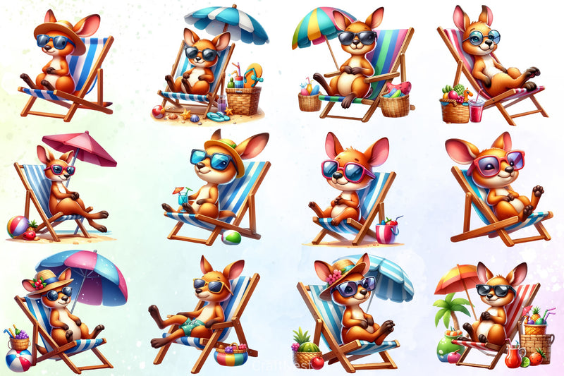 Cute Kangaroo Beach Clipart Bundle - CraftNest - Digital Crafting and Art