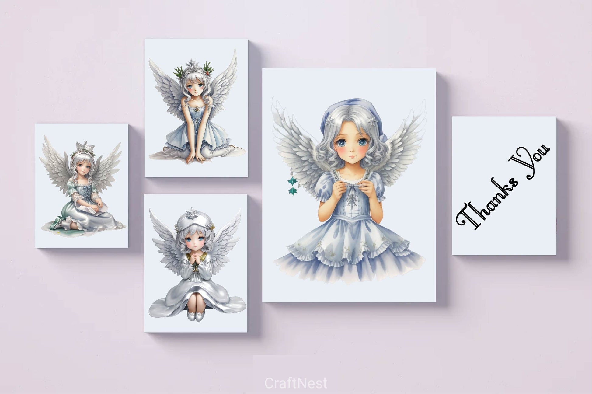 Silver Christmas Angel Clipart Bundle - CraftNest - Digital Crafting and Art
