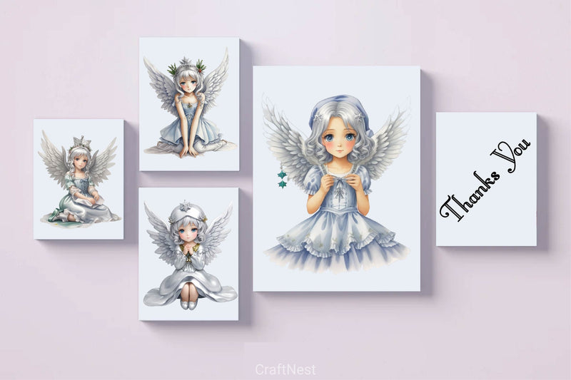 Silver Christmas Angel Clipart Bundle - CraftNest - Digital Crafting and Art