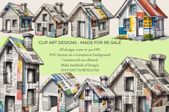 Newspaper Houses Clipart - CraftNest - Digital Crafting and Art